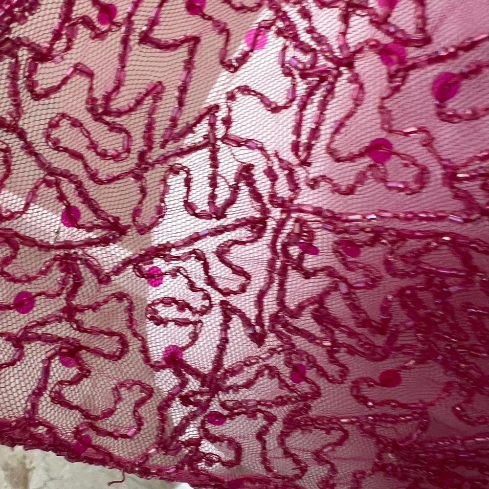 Sexy Pink Beaded Lace Haler Top - Picture 4 of 7